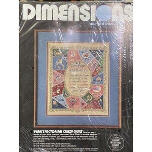 Dimensions 3677 Vera's Victorian Crazy Quilt Sampler Cross Stitch 1989 Vintage